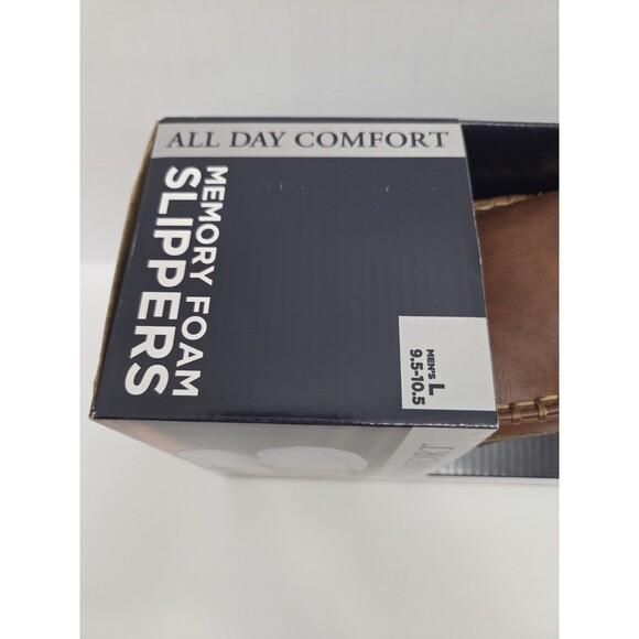 Haggar Mens Faux Leather Slip on Loafer Slippers brown Size L 9.5-10.5 New - Picture 5 of 5